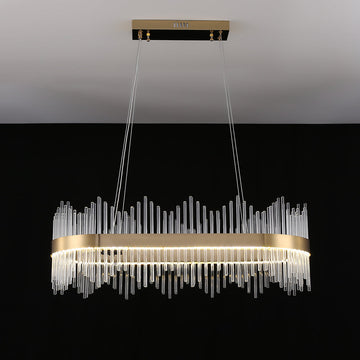 Modern Glass Kitchen Island Light in Brass with Adjustable Cables